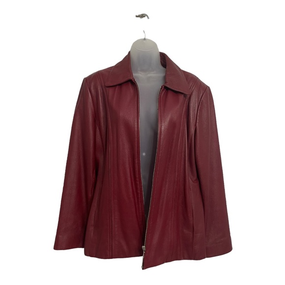 Jacqueline Ferrar Jackets & Blazers - LEATHER JACKET Cranberry